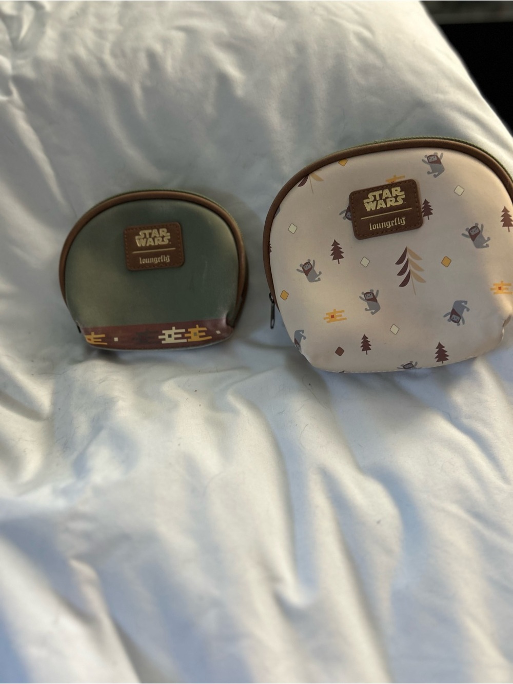 Loungefly Olive Green & Light Cream Star Wars Ewok Cosmetic Pouches